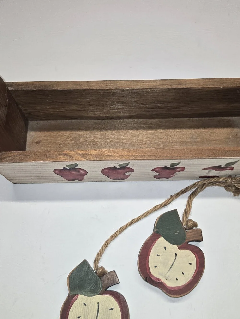Vintage Wooden Apple decor box Cottage core Country
